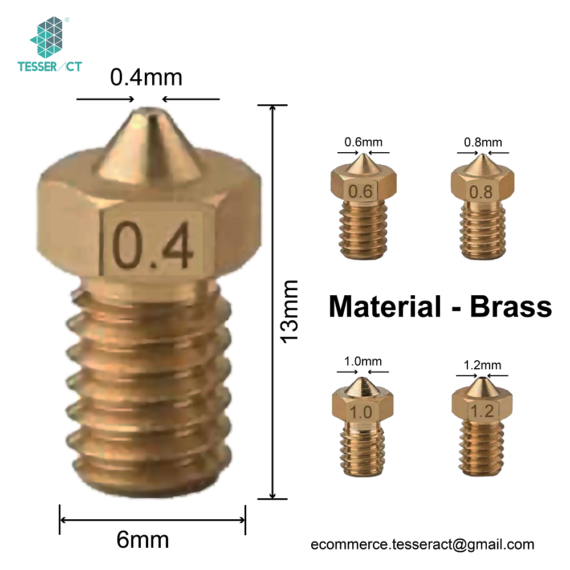 V6 Brass Nozzles for 3D Printers (Brass / Hardened Steel)