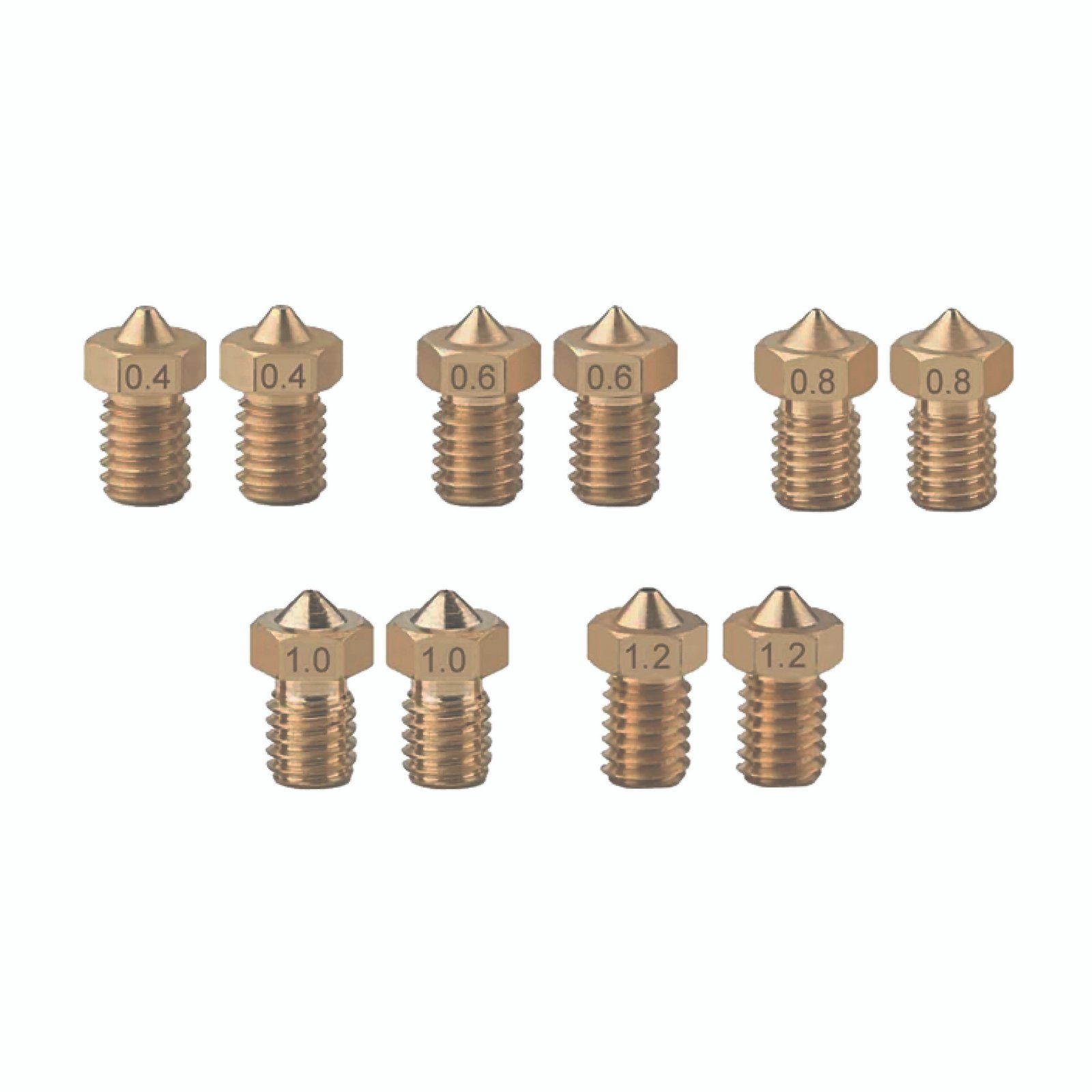 V6 Brass Nozzles for 3D Printers (Brass / Hardened Steel)