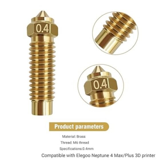 Elegoo Brass Nozzles for for Neptune 4 Max (Brass)